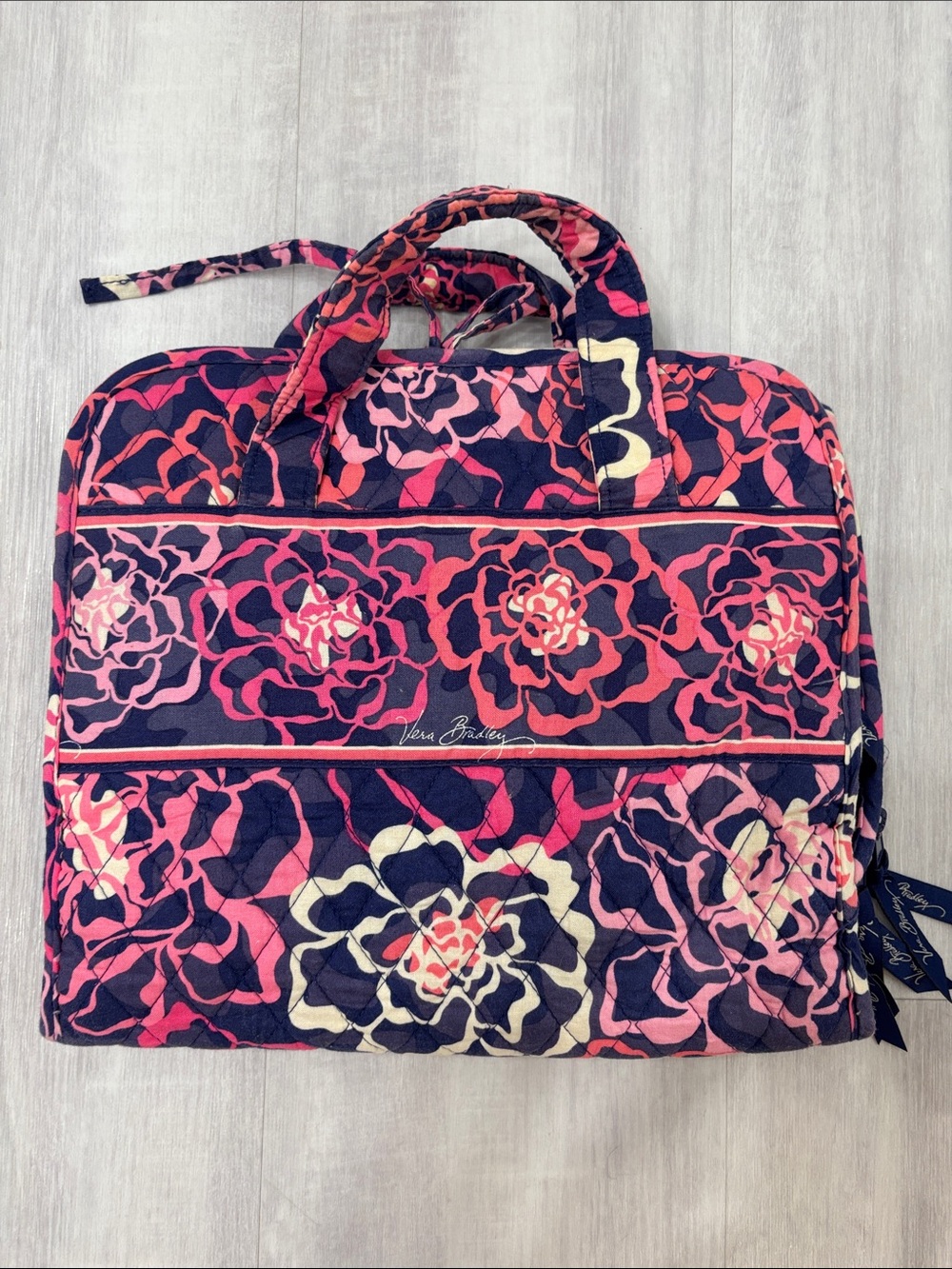 Vera Bradley Navy, Pink & Cream Floral Quilted Travel Bag